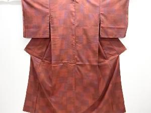 未使用品　変わり市松模様手織り真綿紬着物